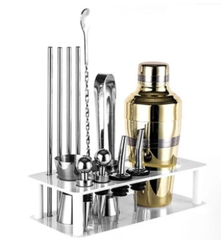 Coffret cocktail shaker doré