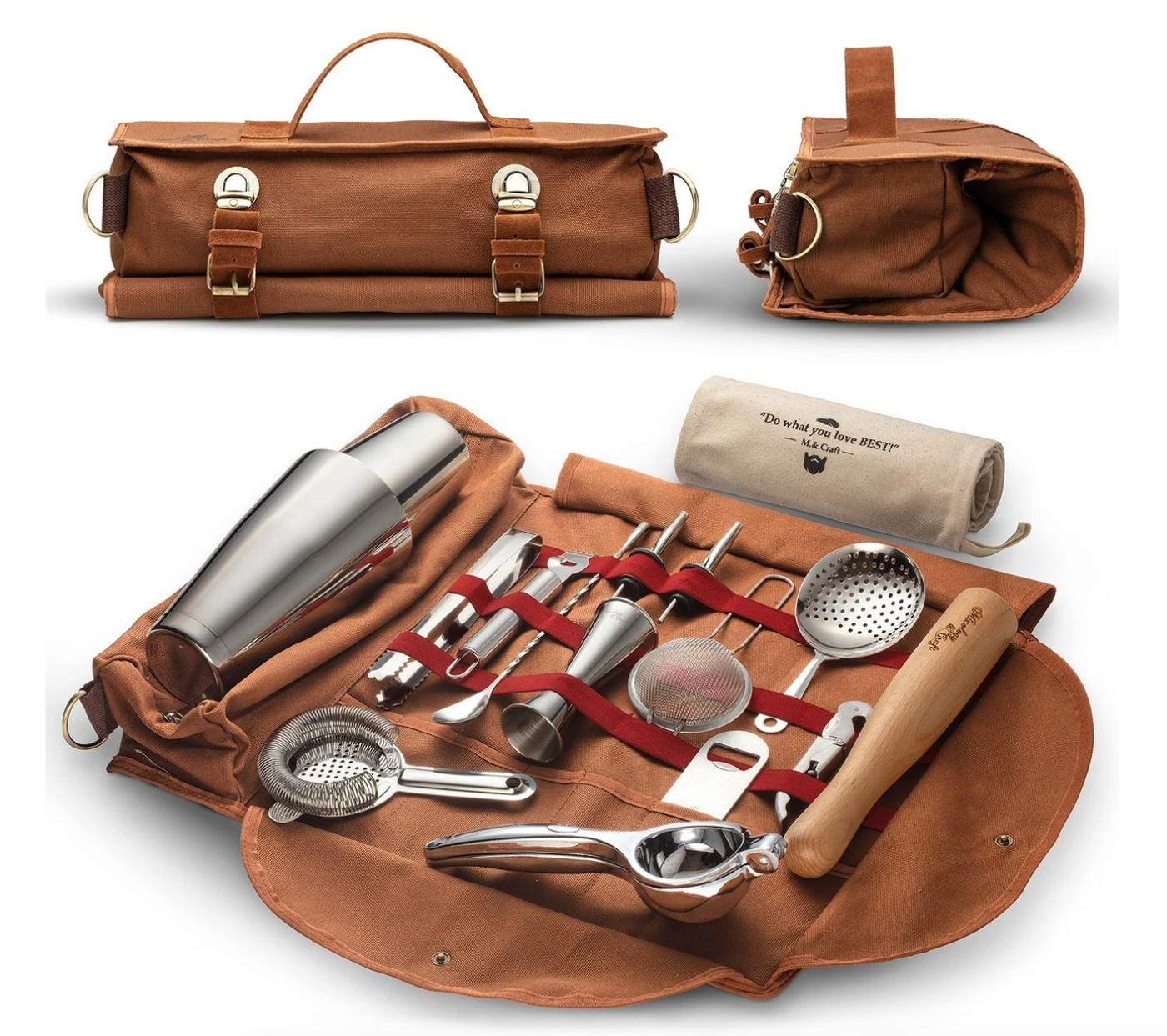 Kit de barman de voyage avec sac de bar élégant