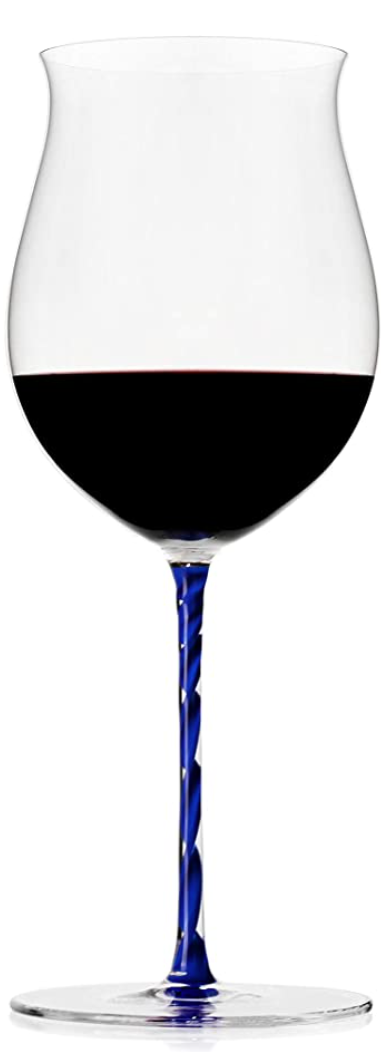 Verre à vin rouge tige bleu