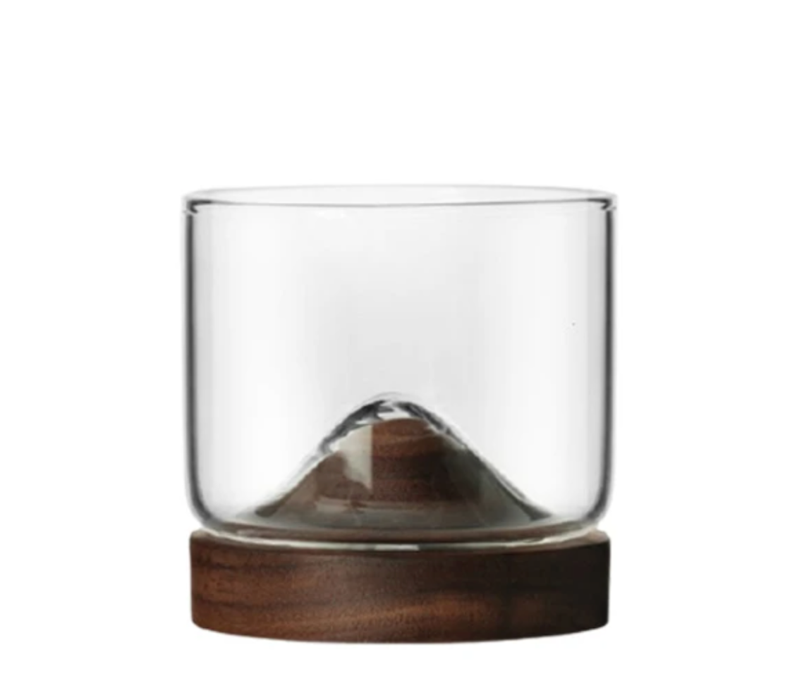 Verre à whisky base en noyer noir